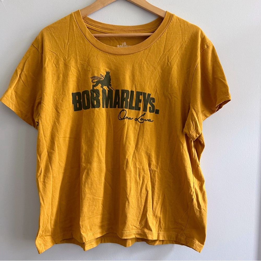 Bob Marley One Love Crop Boxy Graphic Tee Women's XL Yellow